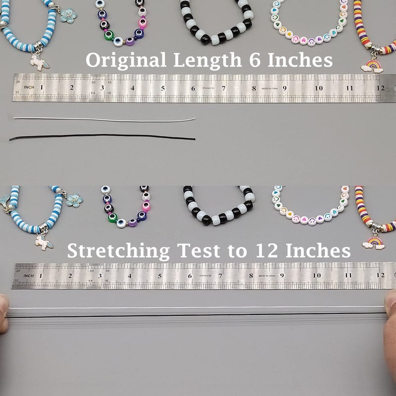LUSTEMBER Stretchy String for Bracelets  4 Rolls 1 mm Sturdy Elastic String Elastic Cord for Jewelry Making  Necklaces  Beading (2 Black+ 2 White) - Image 4